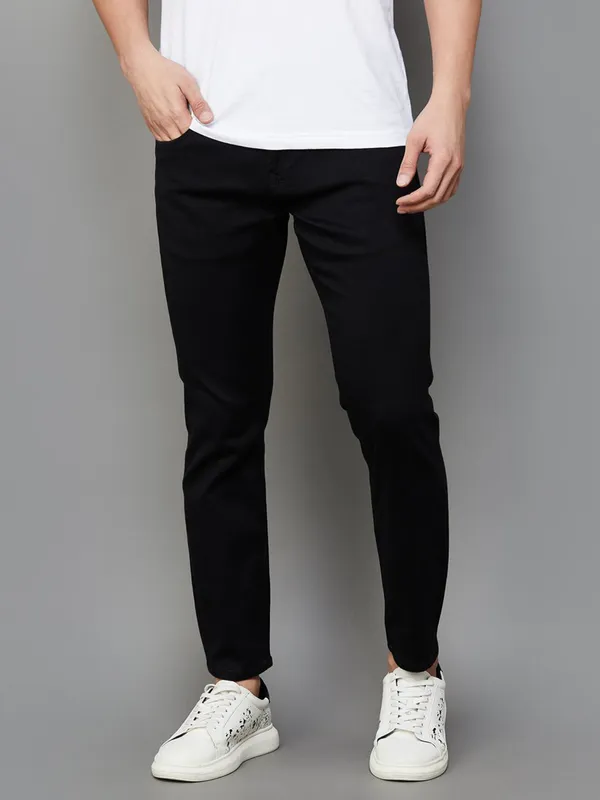 SPYKAR slim fit solid black denim jeans
