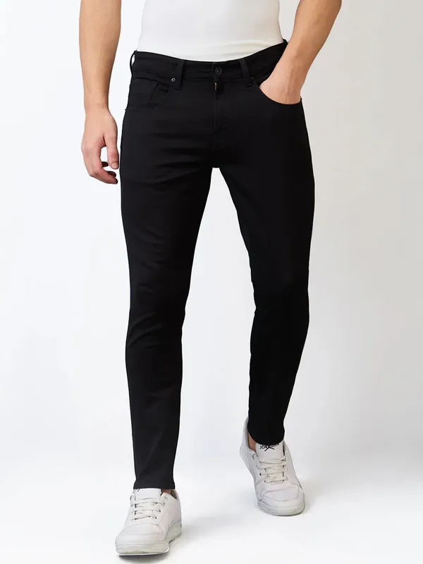 SPYKAR solid black slim fit denim jeans