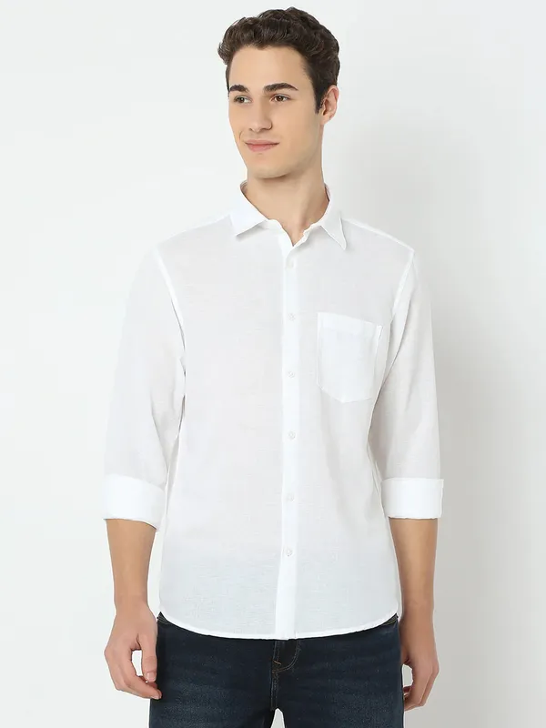 SPYKAR solid blue cotton casual wear mens shirt