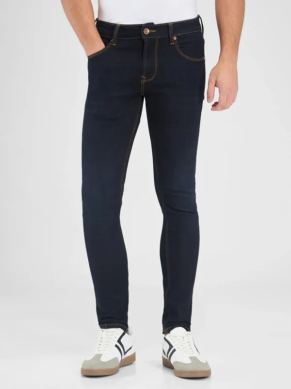 SPYKAR solid dark blue denim jeans with super skinny fit