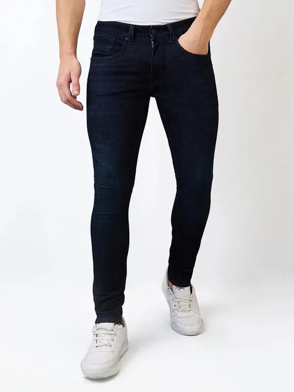 SPYKAR solid navy skinny fit denim jeans