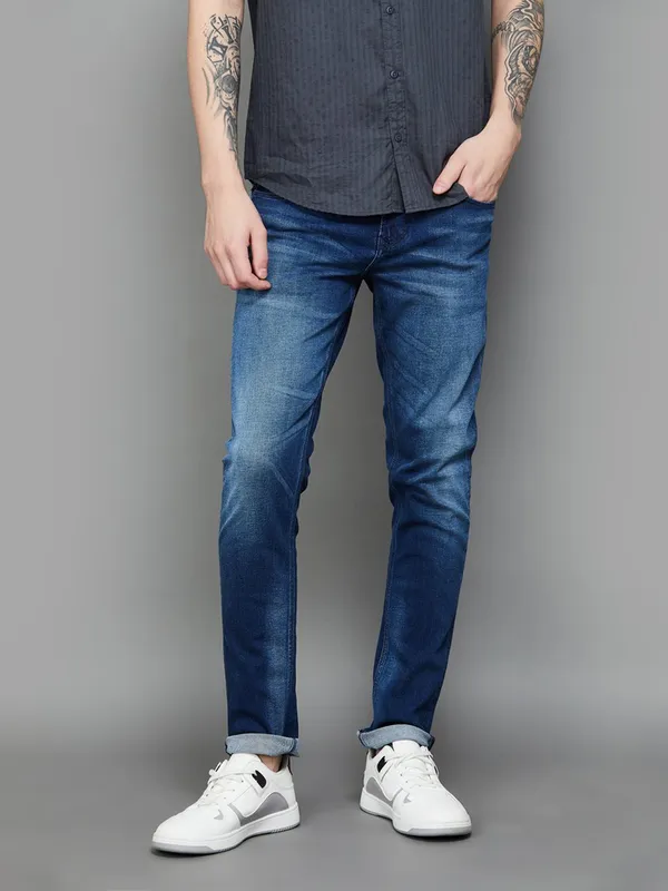 SPYKAR washed blue denim jeans with skinny fit
