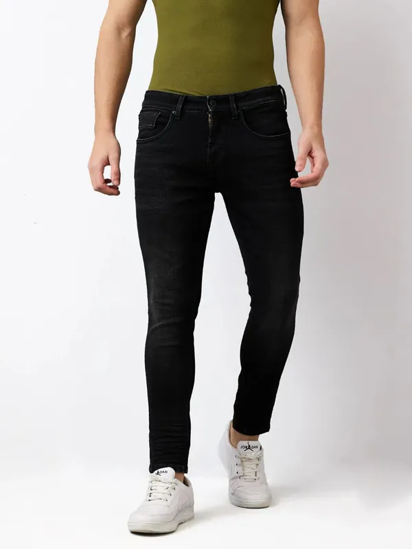 SPYKAR washed charcoal black slim fit denim jeans