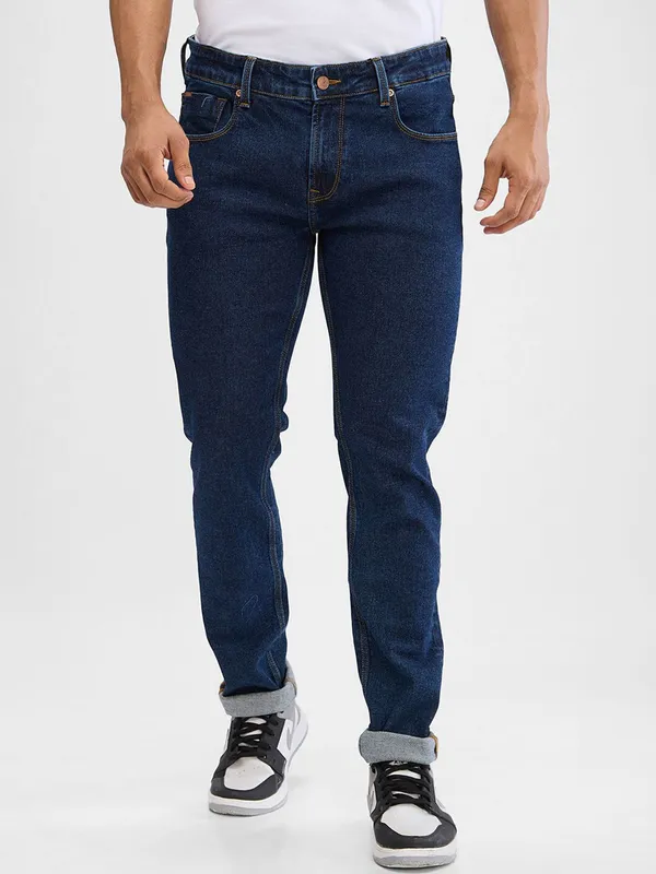 SPYKAR washed dark blue denim skinny fit jeans