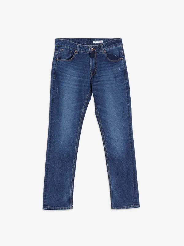 Spykar washed dark blue men jeans