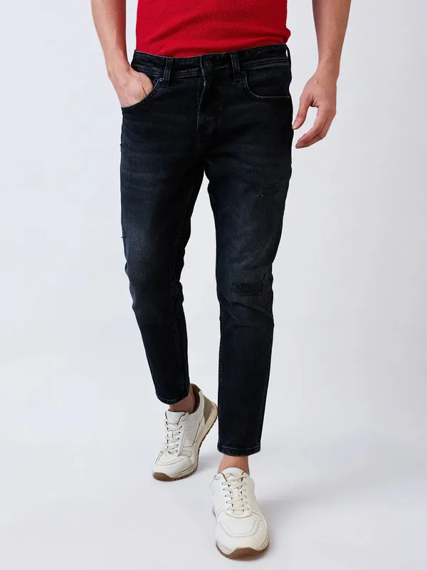 SPYKAR washed dark navy slim fit denim for men