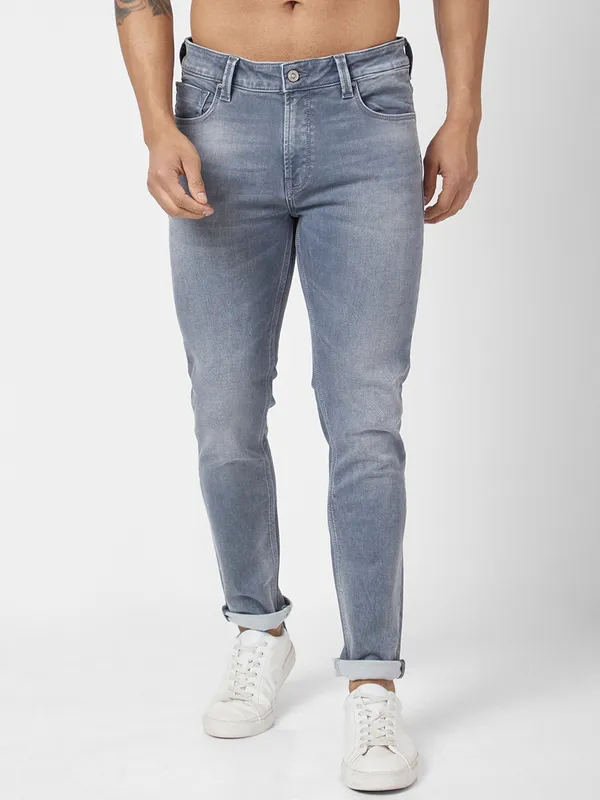 Spykar washed skinny fit grey jeans