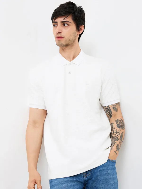SPYKAR white cotton polo t-shirt