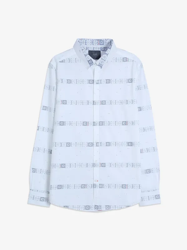 Spykar white printed full sleeve shirt