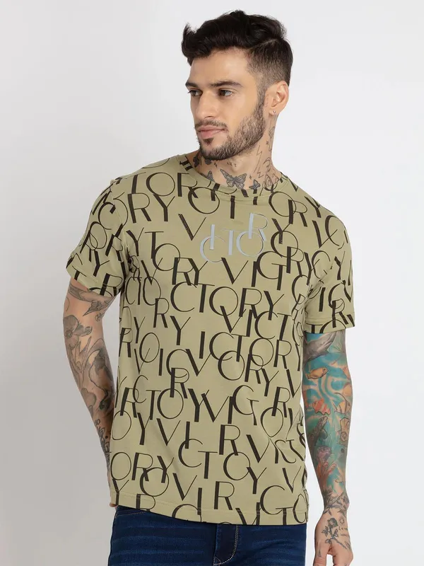 STATUS QUO olive and black printed t-shirt