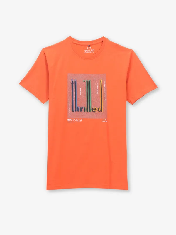 STATUS QUO orange slim fit cotton mens t-shirt