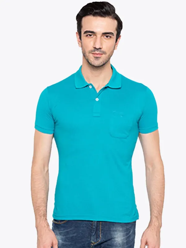 STATUS QUO plain aqua cotton t-shirt