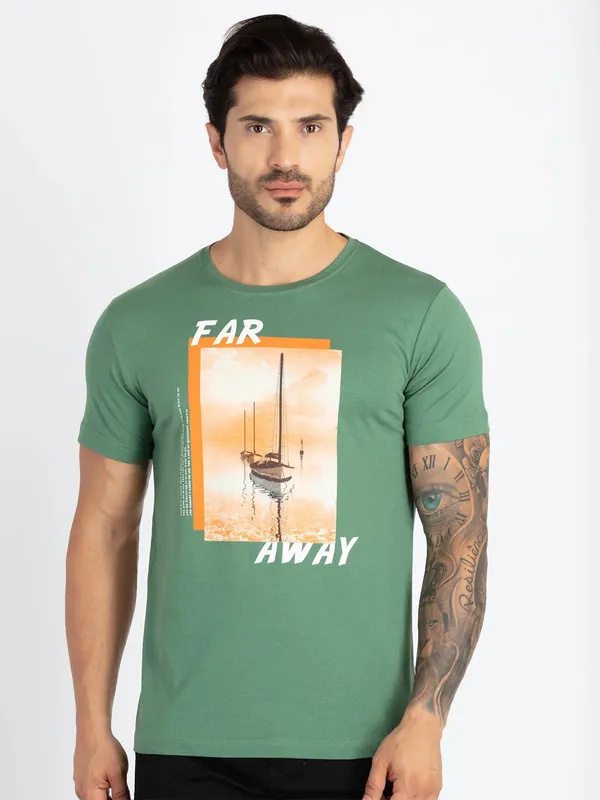 STATUS QUO prinetd green cotton t-shirt