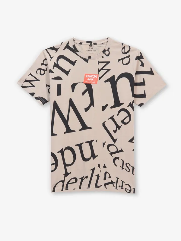 STATUS QUO printed beige cotton t-shirt