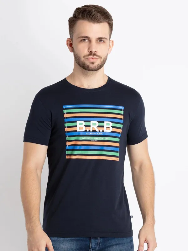 STATUS QUO printed navy cotton t-shirt