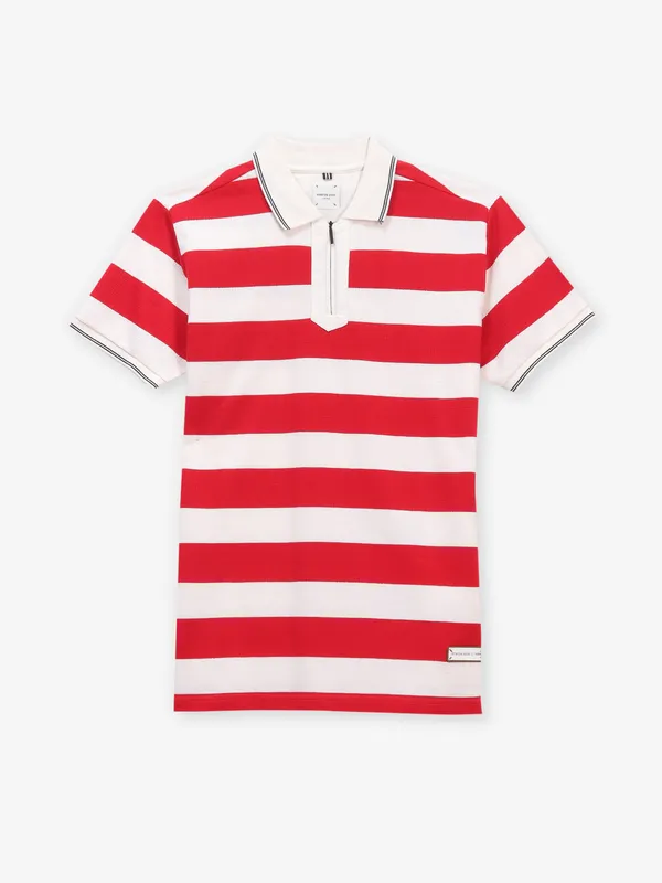 STATUS QUO slim fit t-shirt in white and red colour