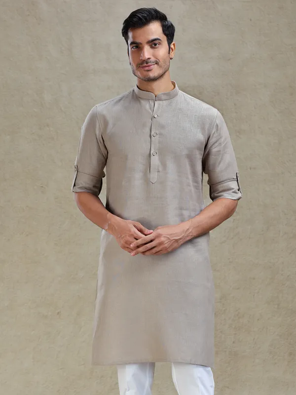 Stone grey kurta for family gathering