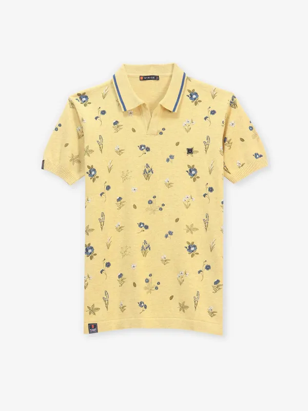 STRIDE mustard yellow printed t-shirt