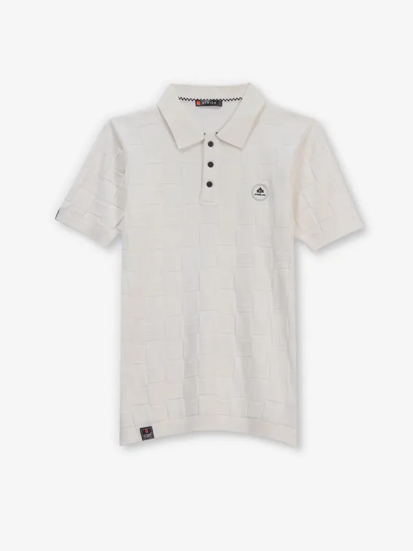 STRIDE off-white cotton texture t-shirt