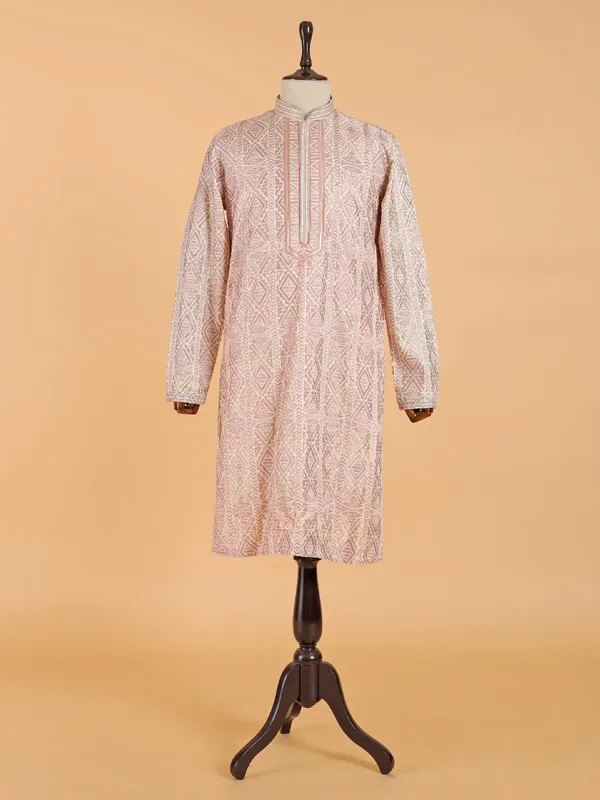 Stunning beige cotton silk kurta suit