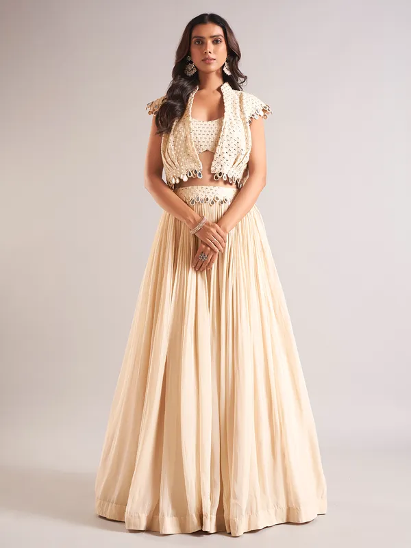 Stunning beige lehenga choli in georgette