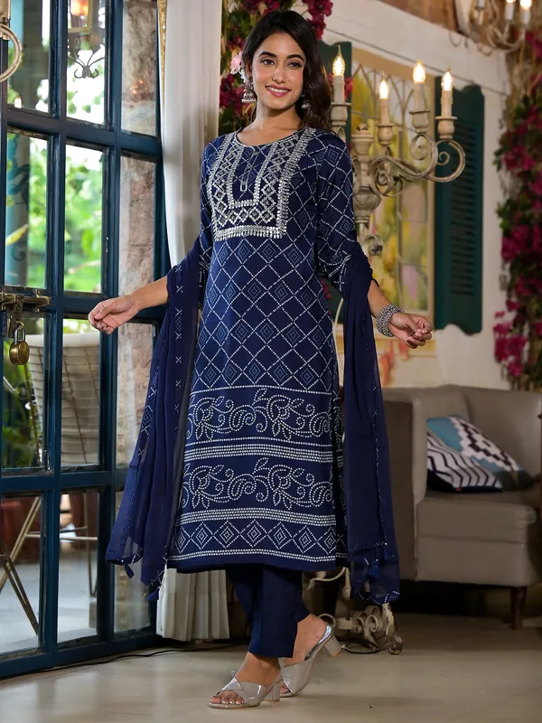 Stunning blue kurti set in silk