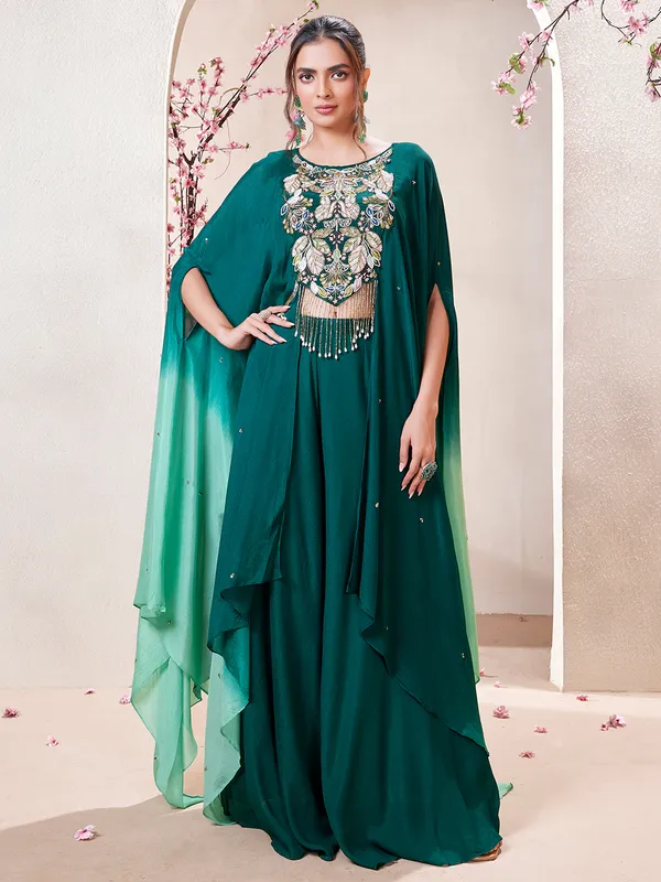 Stunning bottle green palazzo salwar suit