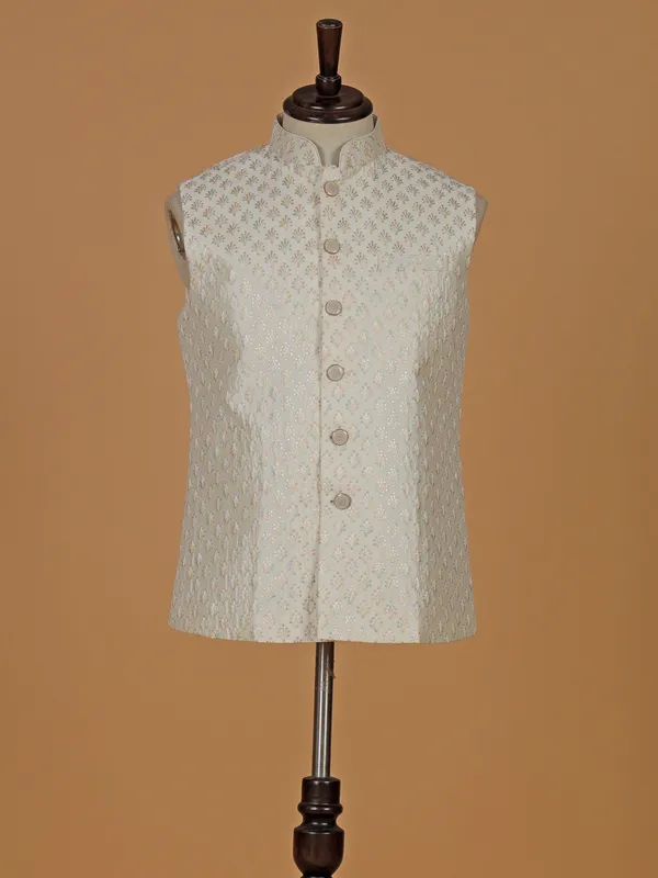 Stunning classy cream terry rayon waistcoat