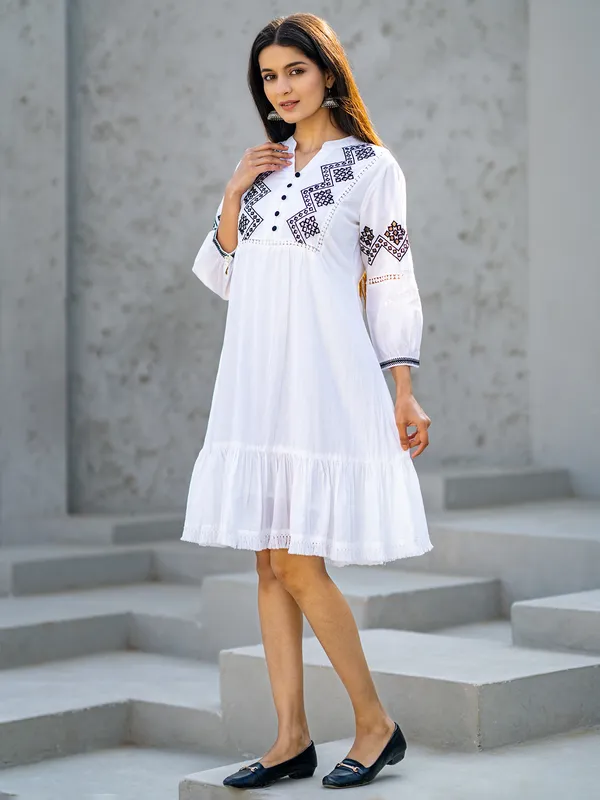 Stunning cotton silk white kurti