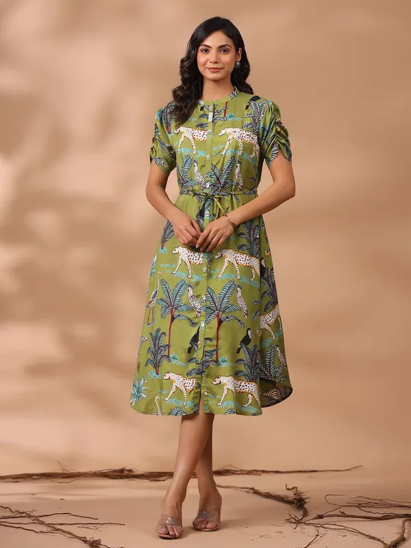 Stunning dark green printed kurti