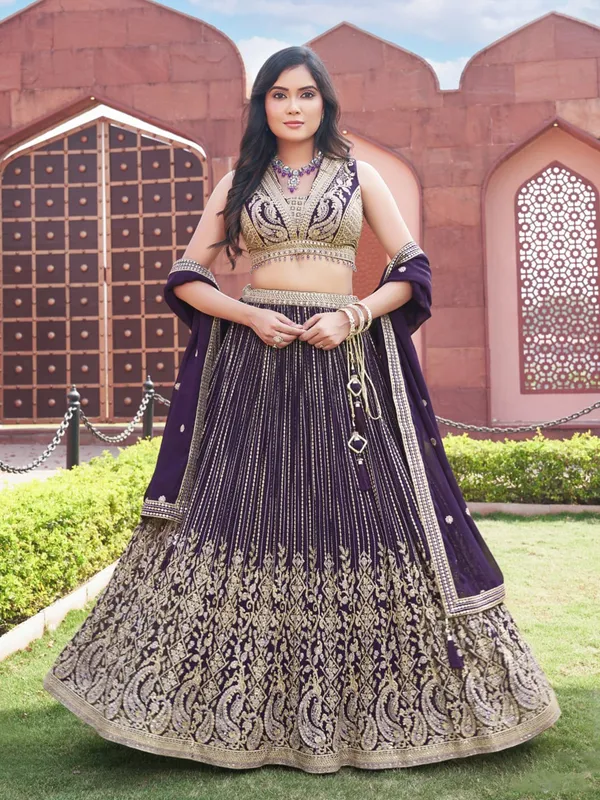 Stunning dark purple lehenga choli