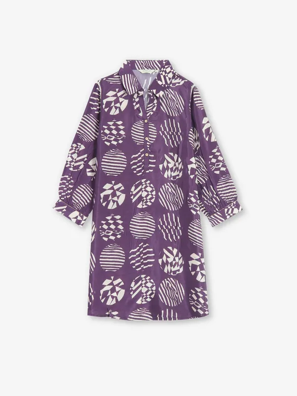 Stunning dark purple printed kurti in cotton fabric