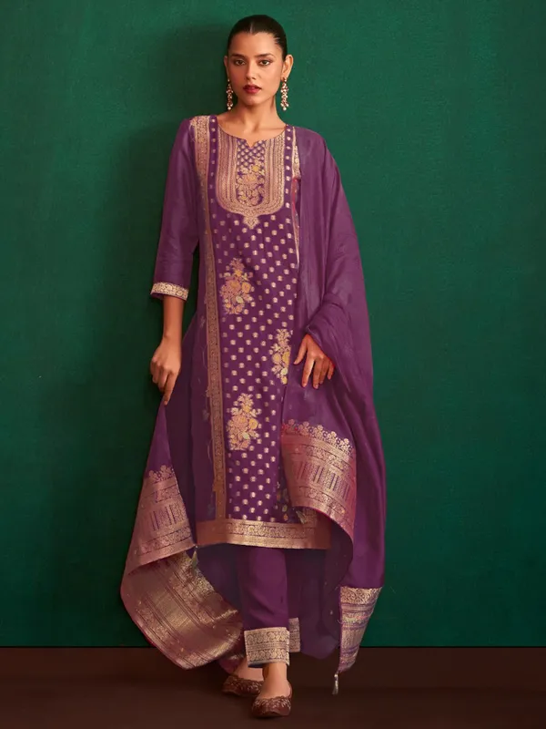Stunning dark purple silk kurti set