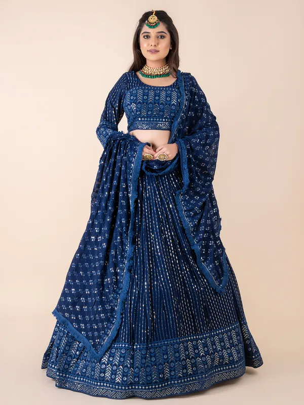 Stunning georgette navy lehenga choli