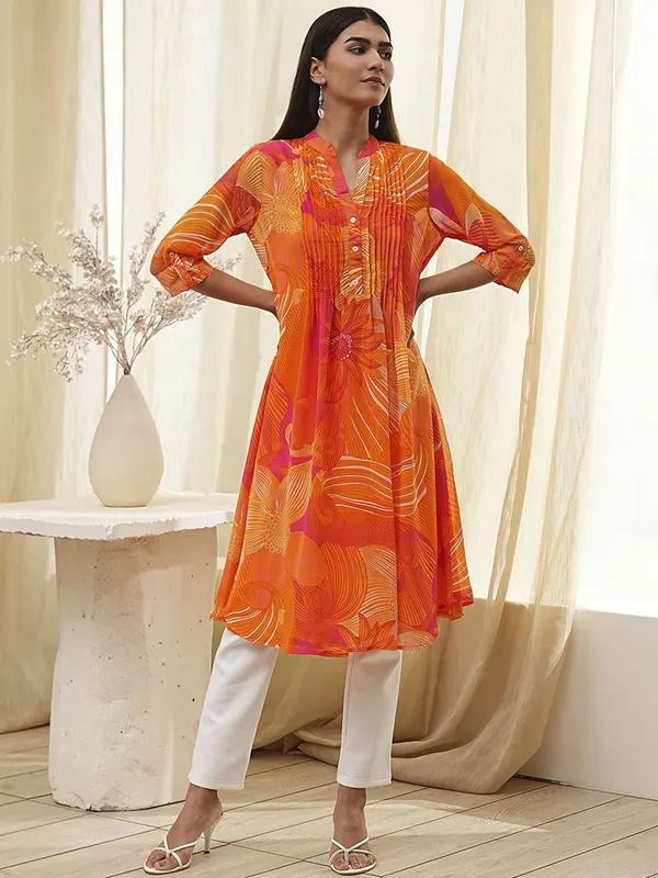 Stunning georgette orange kurti