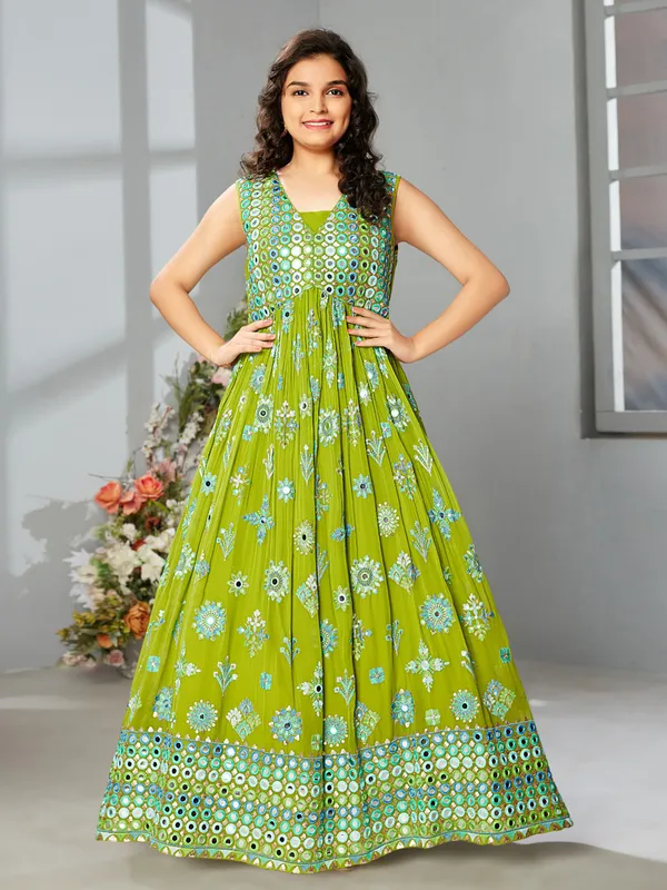 Stunning green georgette gown