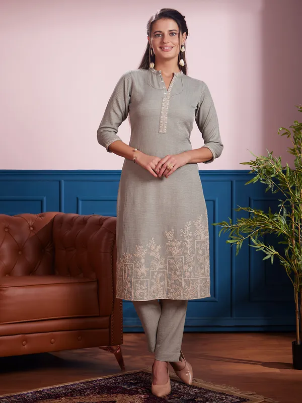 Stunning grey cotton kurti set