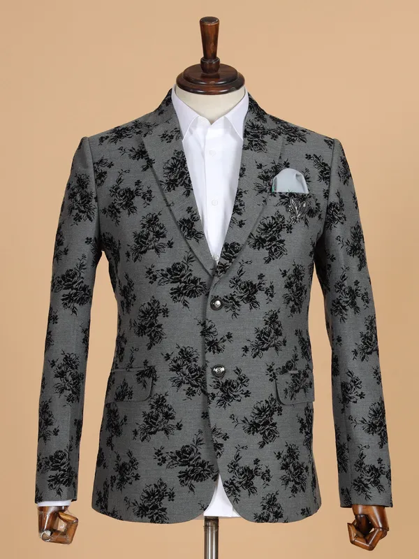 Stunning grey printed blazer for men