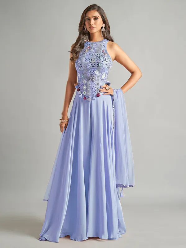 Stunning lavender silk palazzo suit for women