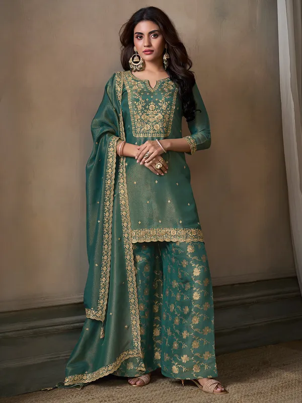 Stunning light green palazzo salwar suit