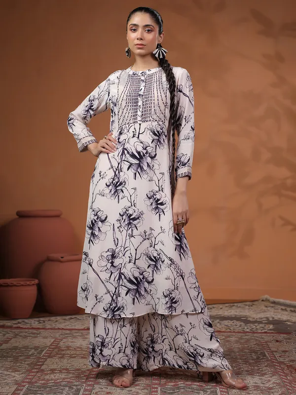 Stunning light grey satin palazzo set