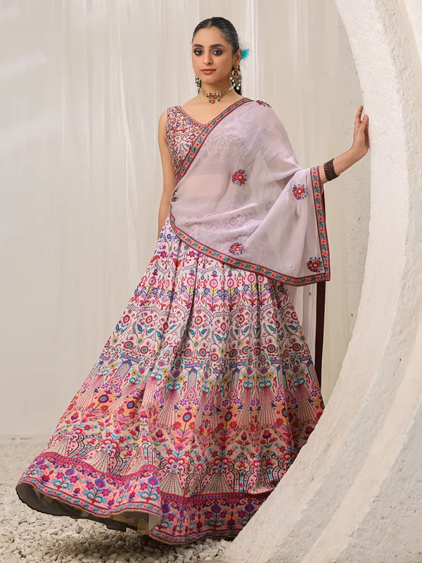 Stunning lilac purple printed lehenga choli