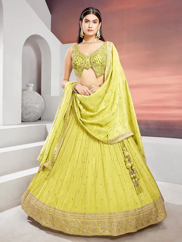 Stunning lime green georgette lehenga choli