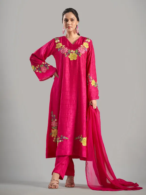 Stunning magenta silk salwar suit