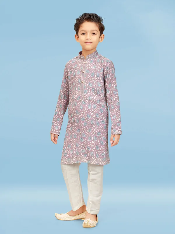 Stunning mauve pink georgette kurta pajama