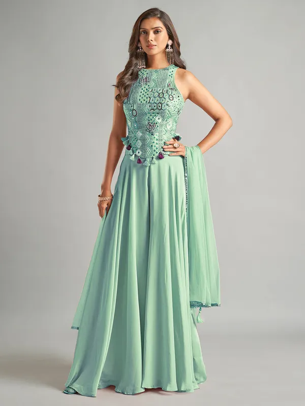Stunning midnight blue silk palazzo suit