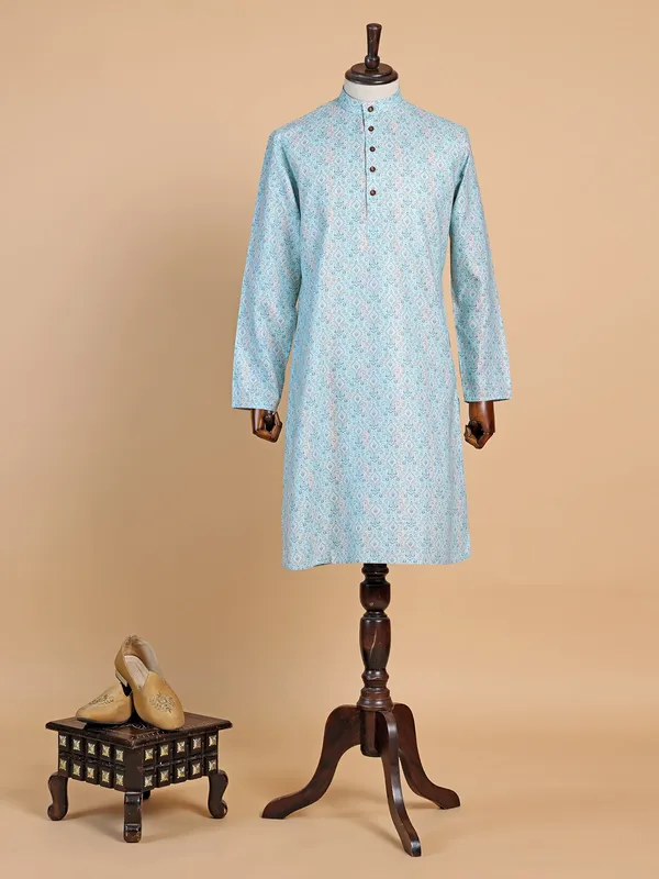 Stunning mint green printed kurta suit