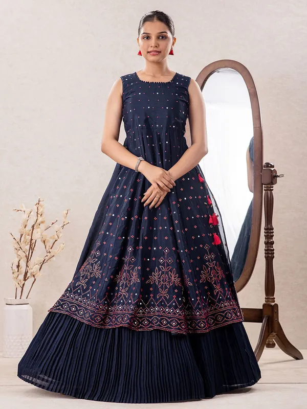 Stunning navy salwar suit with lehenga