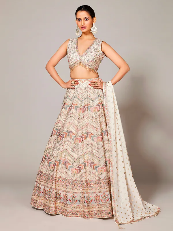 Stunning off white embroidery lehenga choli