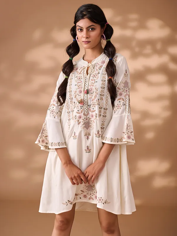 Stunning off-white silk kurti